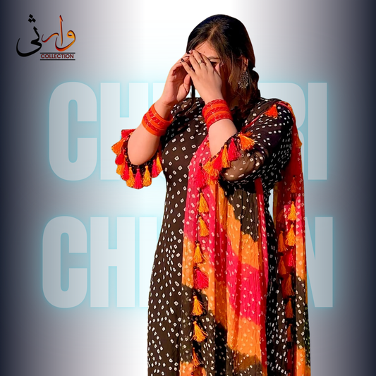 Rajistani Chunri Chiffon Black Colour
