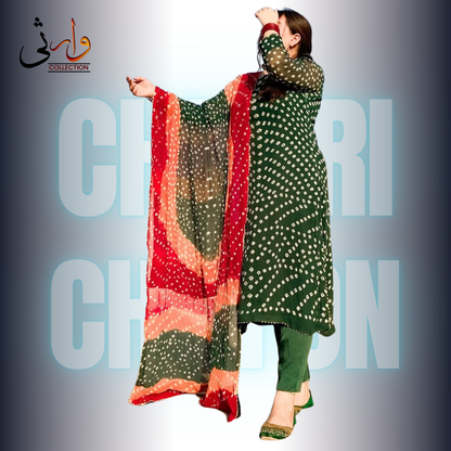 Rasjistani Chunri Chiffon Green Colour