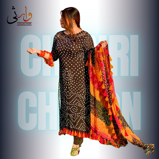 Rajistani Chunri Chiffon Black Colour