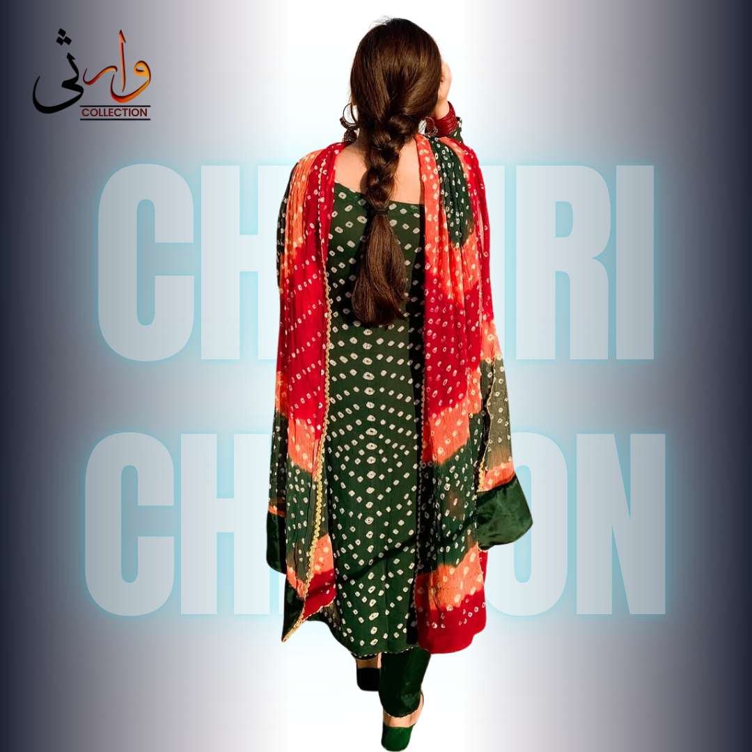 Rasjistani Chunri Chiffon Green Colour