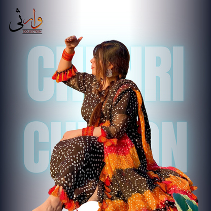 Rajistani Chunri Chiffon Black Colour