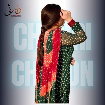 Rasjistani Chunri Chiffon Green Colour