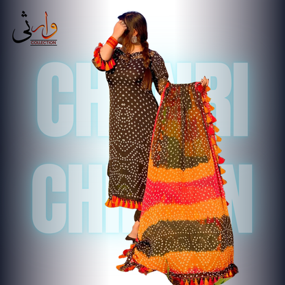 Rajistani Chunri Chiffon Black Colour