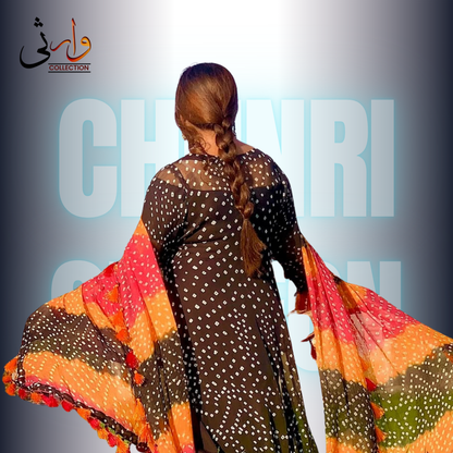 Rajistani Chunri Chiffon Black Colour