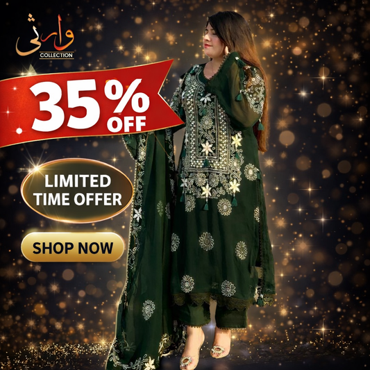 Handmade Shadow Chicken Kari 3 Piece Suit